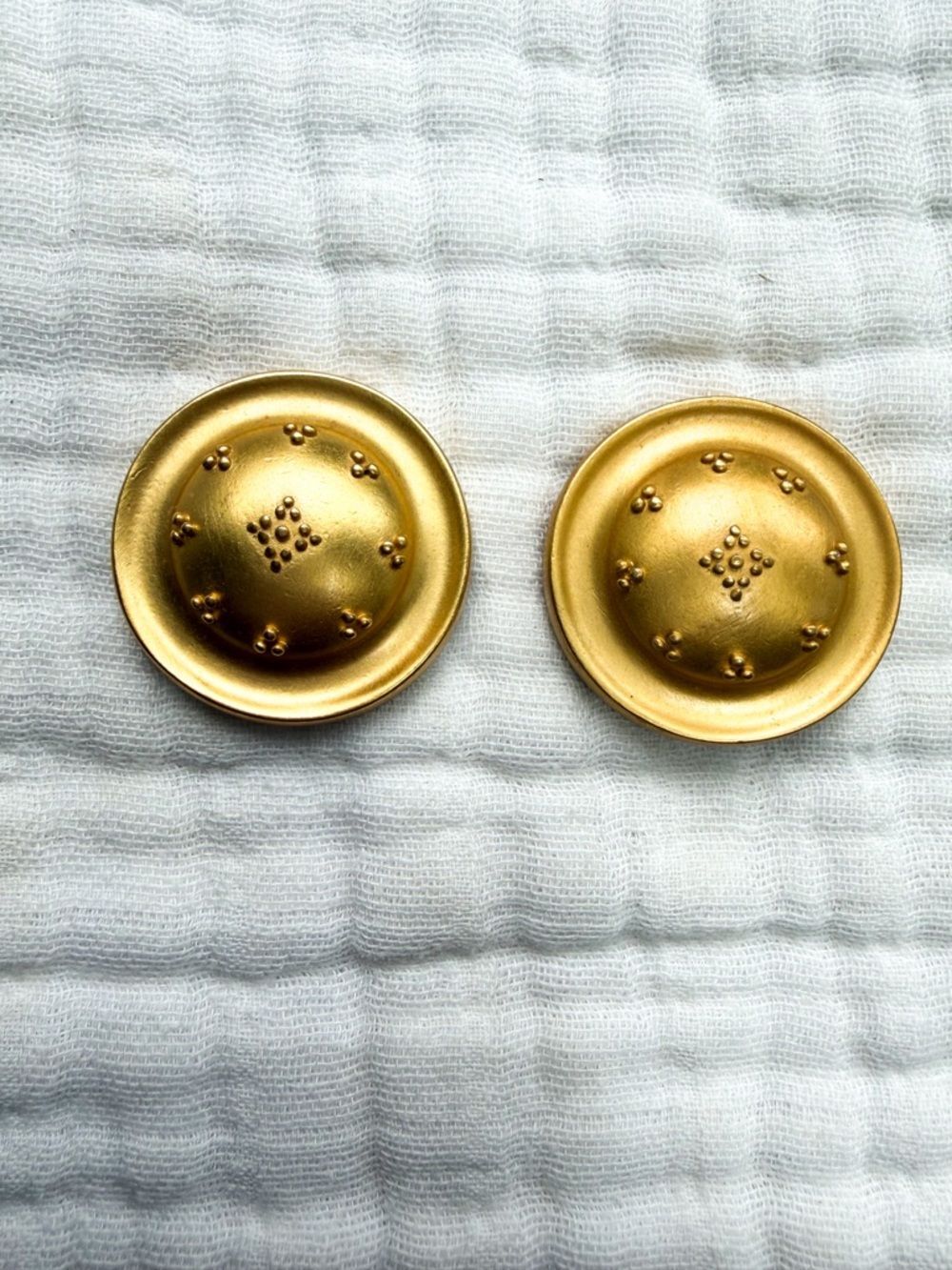 Vintage Liz Claiborne Gold Clip On Earrings Round Dome Minimalist